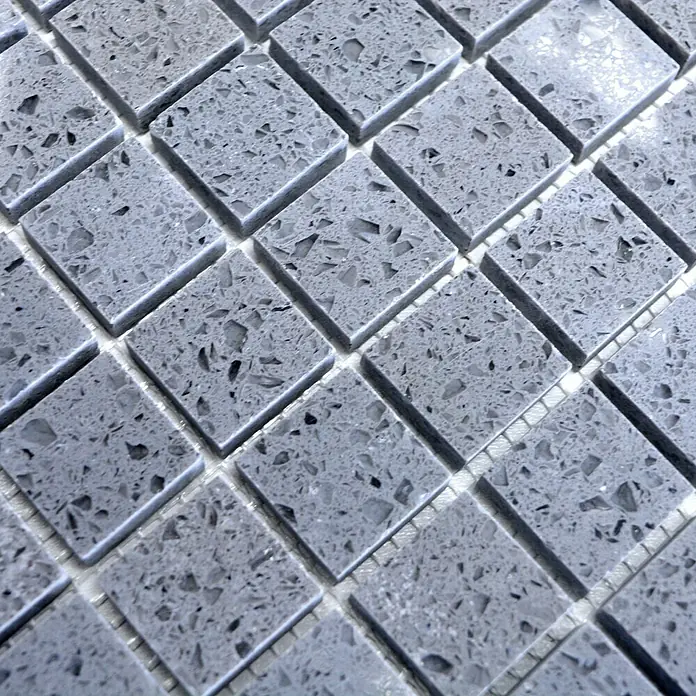 Mosaikfliese Quadrat Artifical XCM ASM23 - 30,5 x 30,5 cm, Grau, Glänzend - Detailaufnahme