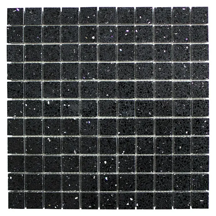 Mosaikfliese Quadrat Artifical XCM ASM22 - 30,5 x 30,5 cm, Schwarz, Glänzend - Ansicht von oben