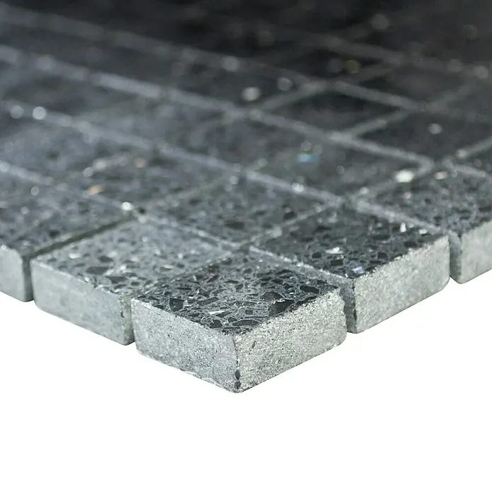 Mosaikfliese Quadrat Artifical XCM ASM22 - 30,5 x 30,5 cm, Schwarz, Glänzend - Detailaufnahme