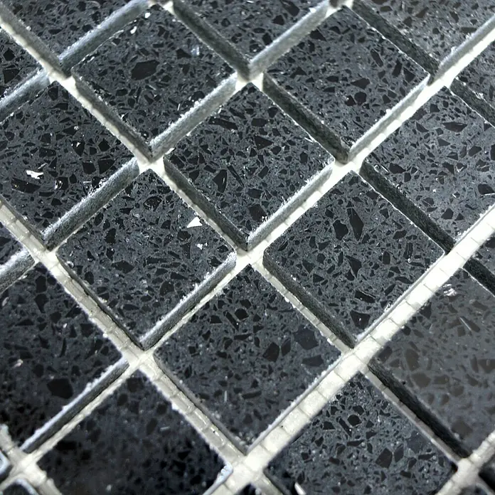 Mosaikfliese Quadrat Artifical XCM ASM22 - 30,5 x 30,5 cm, Schwarz, Glänzend - Detailaufnahme