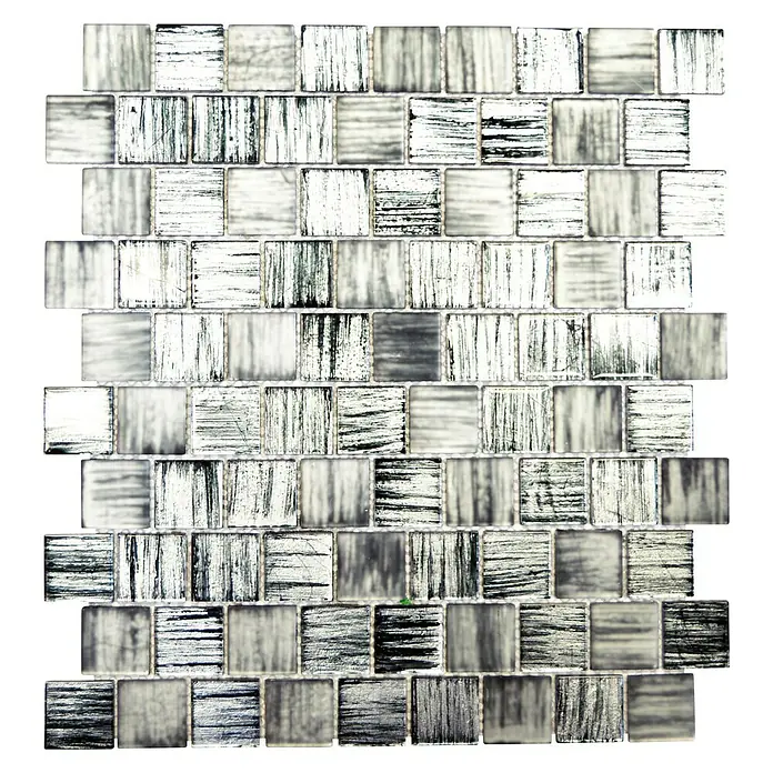 Mosaikfliese Quadrat Crystal Struktur CM CF41 - 28,6 x 31,8 cm, Schwarz, Glänzend - Ansicht von oben