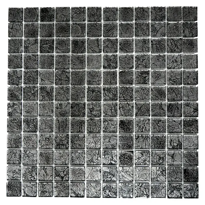 Mosaikfliese Quadrat Crystal Uni CM 4BL12 - 30 x 30 cm, Schwarz, Glänzend - Ansicht von oben