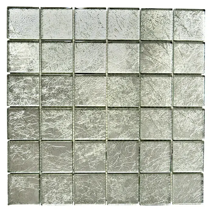 Mosaikfliese Quadrat Crystal Uni XCM 8SB26 - 30 x 30 cm, Silber, Glänzend - Ansicht von oben
