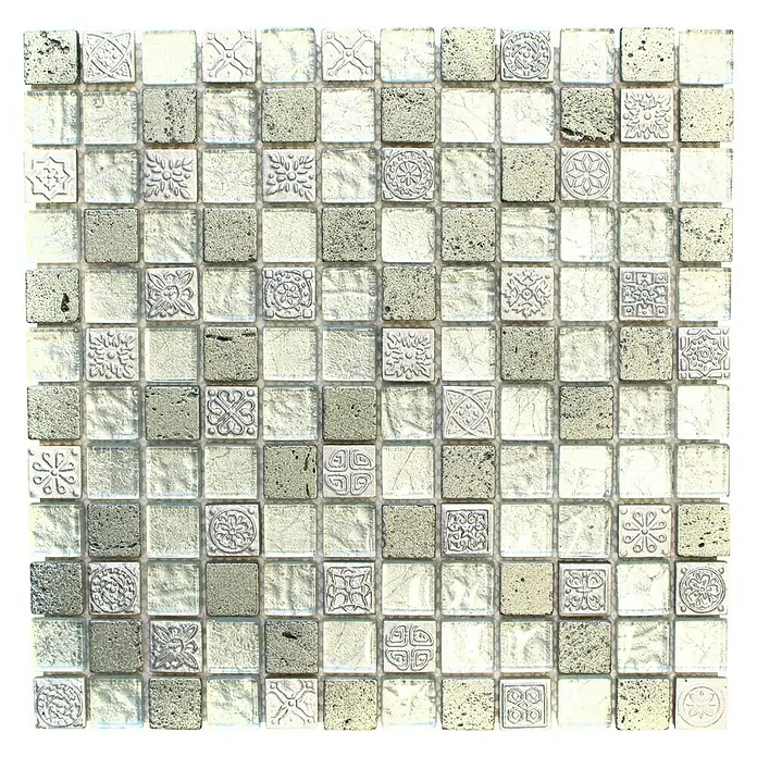 Mosaikfliese Quadrat Crystal Mix XCM CB 33 - 30 x 30 cm, Silber, Glänzend - Ansicht von oben