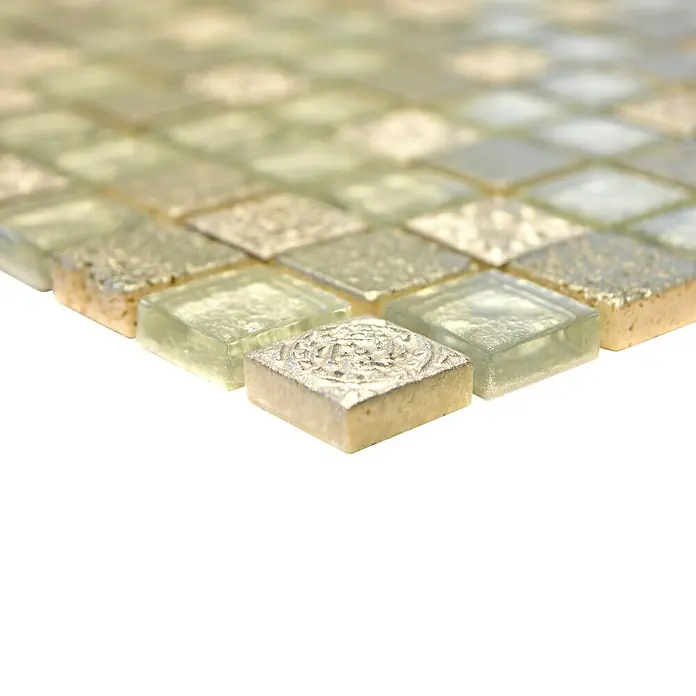 Mosaikfliese Quadrat Crystal Mix XCM CB 33 - 30 x 30 cm, Silber, Glänzend - Detailaufnahme