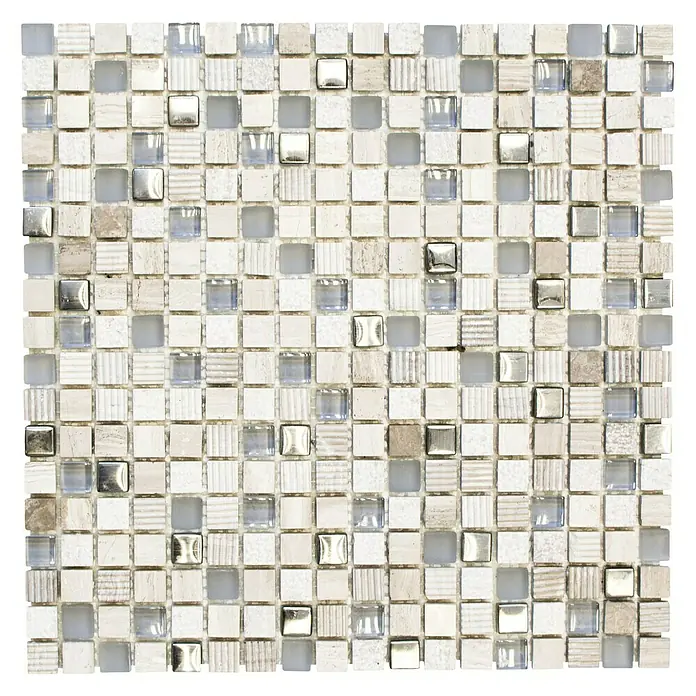 Mosaikfliese Quadrat Crystal Mix XCM HQ10 - 30,5 x 30,5 cm, Grau/Silber, Matt - Detailaufnahme