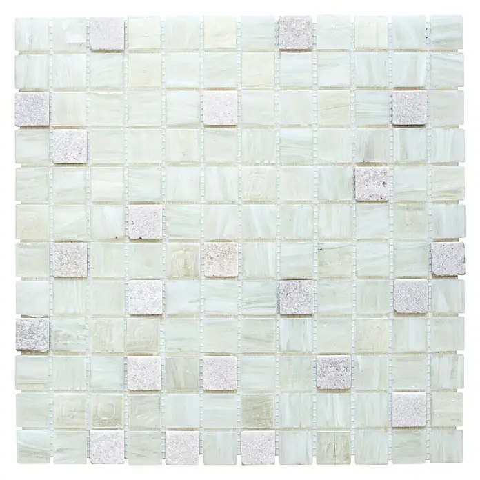 Mosaikfliese Quadrat Crystal Mix XCR 2503 - 30,2 x 30,2 cm, Weiß, Glänzend - Ansicht von oben
