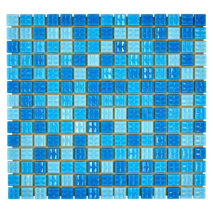Mosaikfliese Quadrat Mix GM A 321P - 32,7 x 30,5 cm, Blau, Glänzend - Ansicht von oben