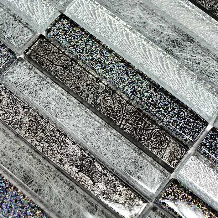 Mosaikfliese Stäbchen Crystal Day XCM ST DS - 29,8 x 30,4 cm, Glänzend - Detailaufnahme
