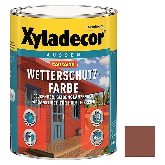 Xyladecor Wetterschutzfarbe Consolan - Braun, Seidenglänzend, 750 ml, Wasserbasiert