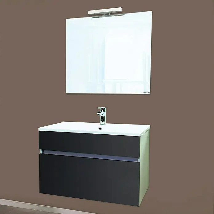 Sanotechnik Badmöbel-Set Stella - 80 cm, Anthrazit, Hochglanz