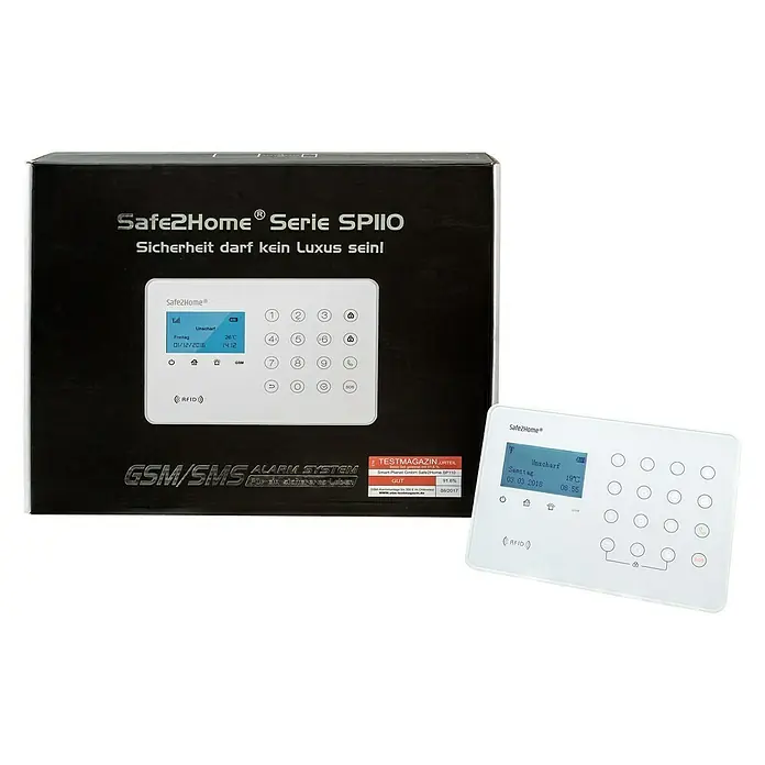 Safe2Home Alarmanlagen-Set SP110 Komplett mit Solar Außensirene - Mit Solar-Außensirene, L x B x H: 195 x 136 x 31 mm - Vorderansicht