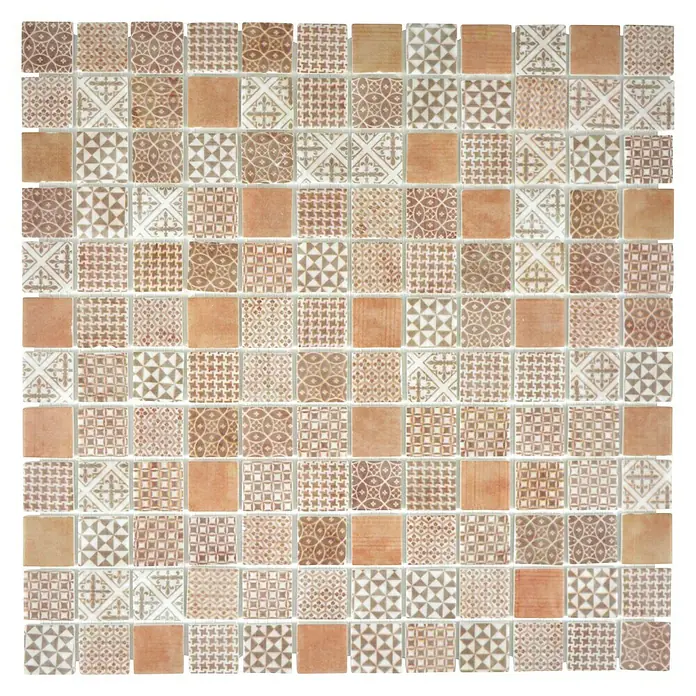 Mosaikfliese Quadrat Eco Mix PATCH 70 - 31,5 x 31,5 cm, Braun, Matt - Ansicht von oben