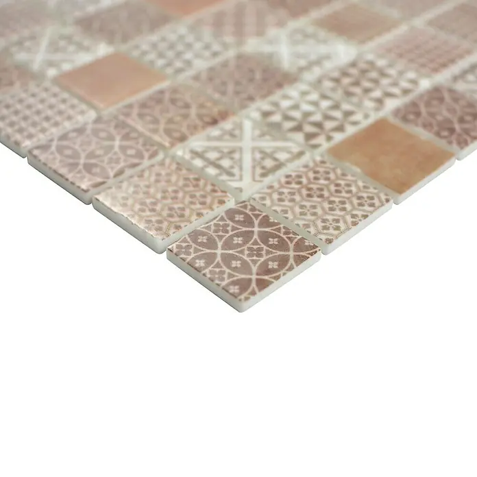 Mosaikfliese Quadrat Eco Mix PATCH 70 - 31,5 x 31,5 cm, Braun, Matt - Detailaufnahme