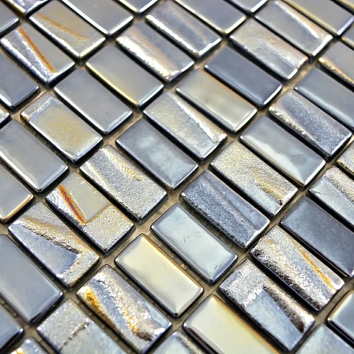 Mosaikfliese Rechteck Eco Uni JULIA 09 - 31,5 x 31,7 cm, Schwarz, Glänzend - Detailaufnahme