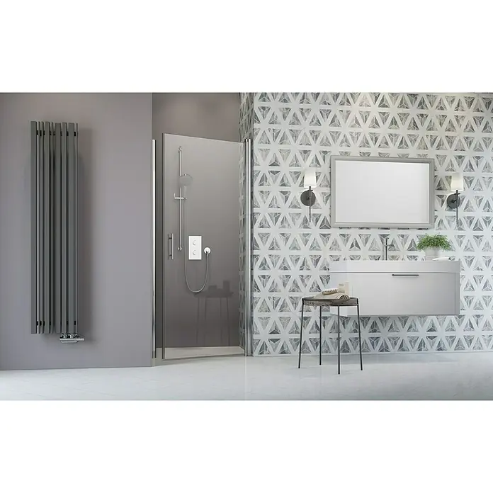 Camargue Vario Nischendusche S2+S9 - 80 x 195 cm, Stärke: 6 mm, Silber - Vorderansicht