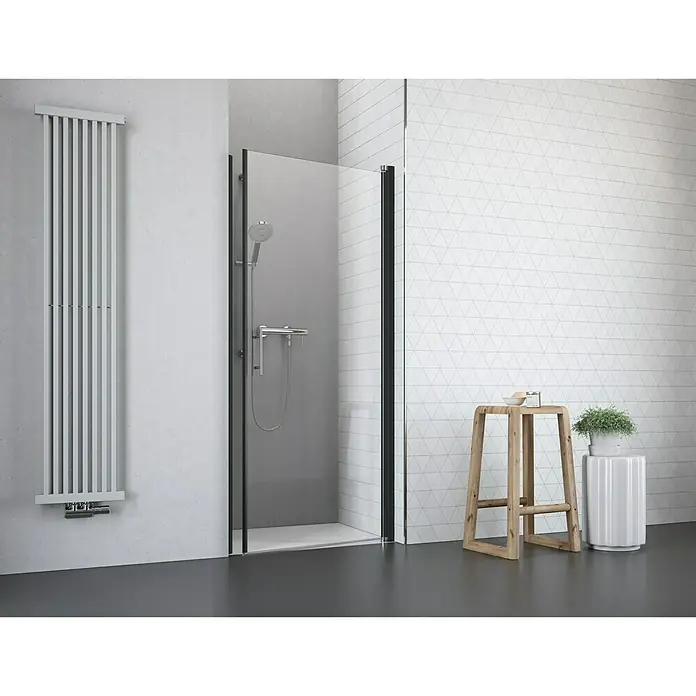 Camargue Vario Nischendusche B4+B9 - 100 x 195 cm, Stärke: 6 mm, Schwarz - Vorderansicht