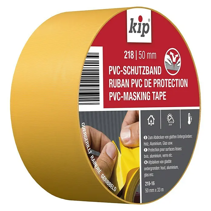 Kip PVC-Schutzband 218 - Selbstklebend, 33 m x 50 mm, Stärke: 0,16 mm, Temperaturbeständigkeit: Bis 60 °C - Rechte Seitenansicht