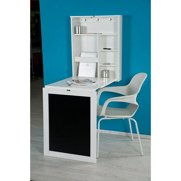 Phönix Wandschreibtisch York - L x B x H: 60 x 75,5 x 149 cm, Weiß/Schwarz - Stimmungsaufnahme