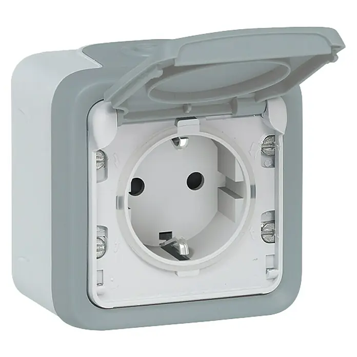Legrand Feuchtraum-Steckdose Plexo - Senkrecht, 1-fach, IP44, Grau