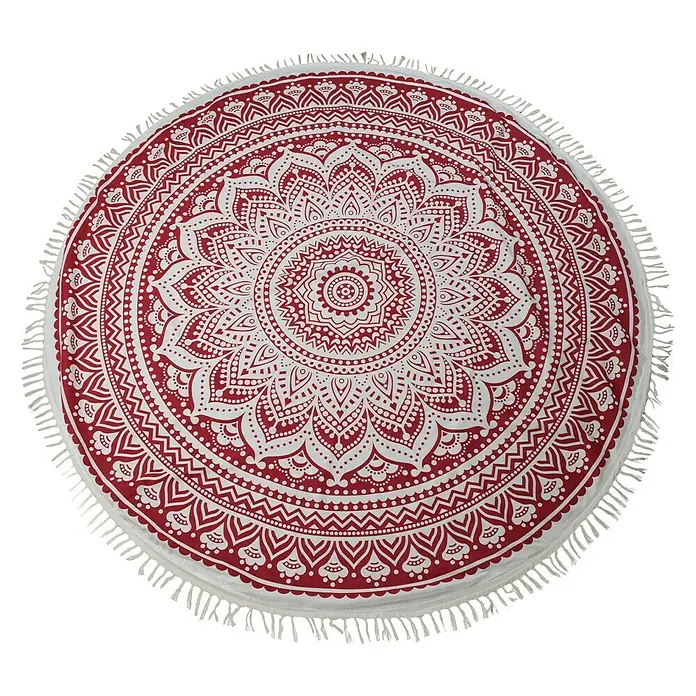 Plaid Mandala - Rojo/Blanco, 170 x 1 cm, 100% algodón