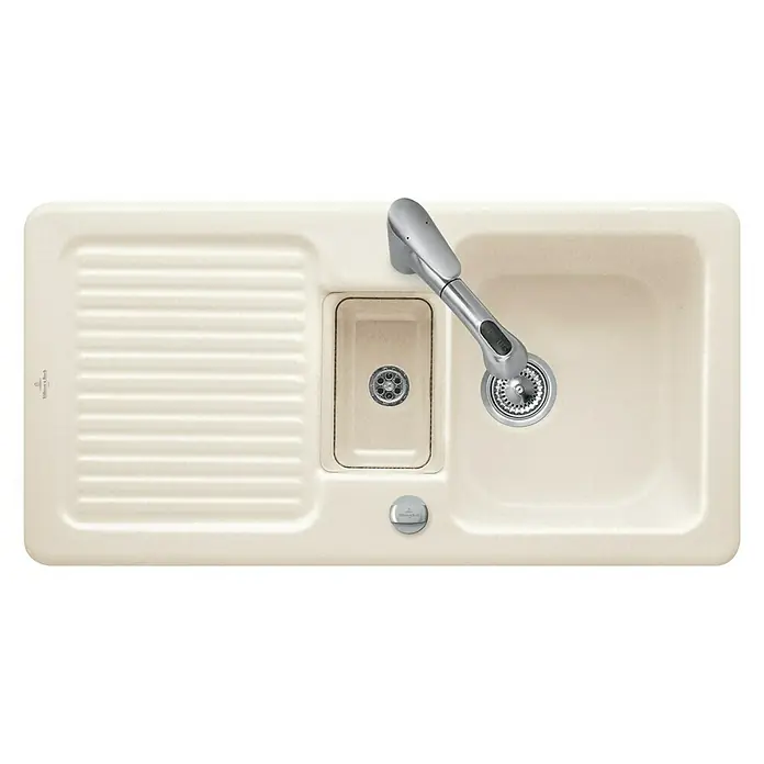 Villeroy & Boch Einbauspüle Condor - 100 x 51 cm, 1½ Becken, Keramik, Creme - Ansicht von oben