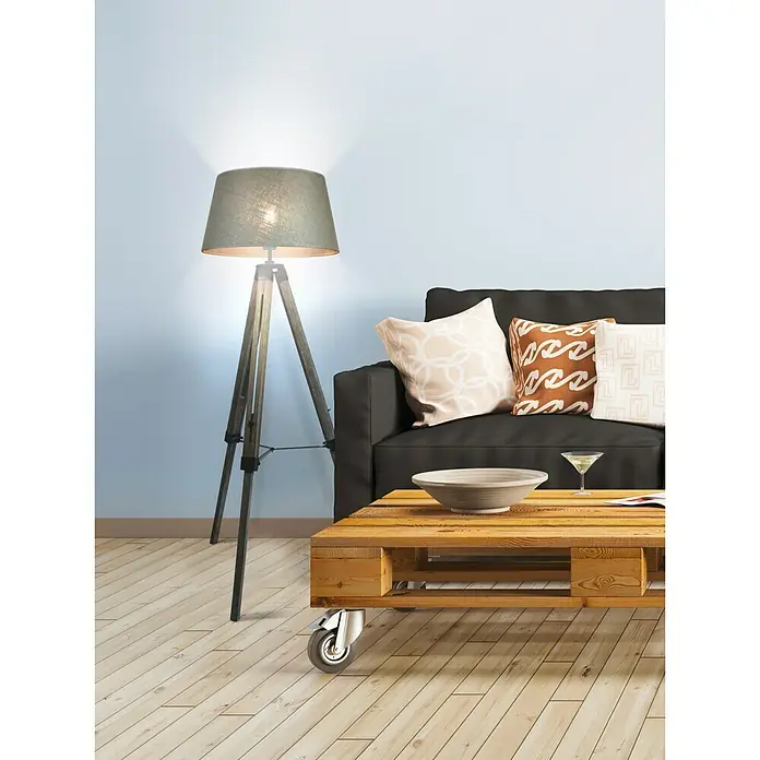 Home Sweet Home Lampenschirm Melrose - Ø x H: 45 x 24 cm, Hellgrau, Stoff, Rund