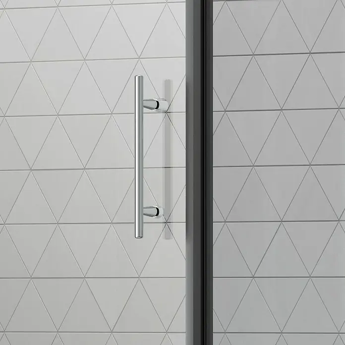 Camargue Vario Eckdusche B4+B6 - 100 x 80 x 195 cm, Stärke: 6 mm, Schwarz - Vorderansicht