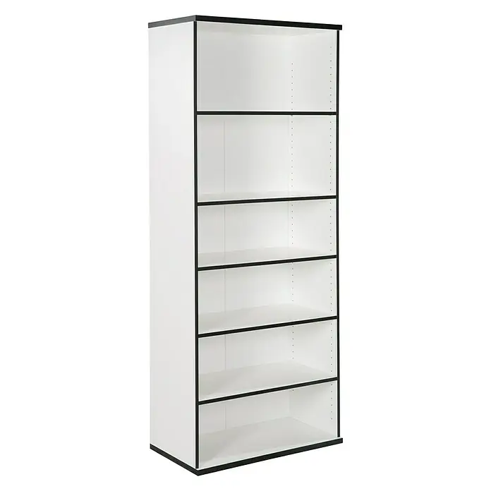 Phönix Chicago Regal - L x B x H: 40 x 80 x 196 cm, Weiß/Schwarz, Traglast: 5 kg/Boden - Linke Seitenansicht