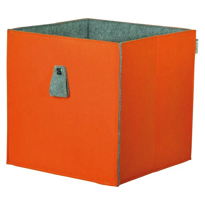 Phönix Atlanta Aufbewahrungsbox - L x B x H: 34 x 34 x 34 cm, Filz, Orange/Grau - Linke Seitenansicht