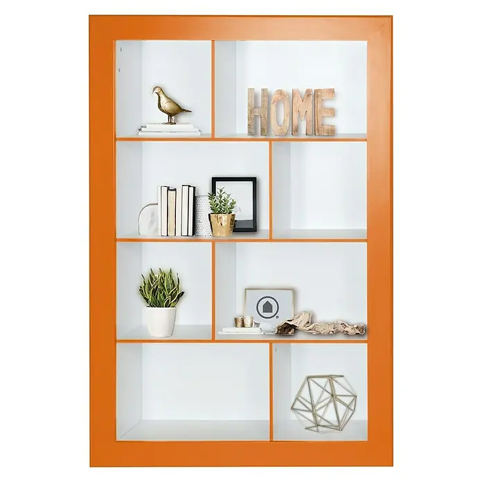Phönix Regal Frame - L x B x H: 31,5 x 108,8 x 158,8 cm, Weiß/Orange, Traglast: 5 kg/Boden - Vorderansicht