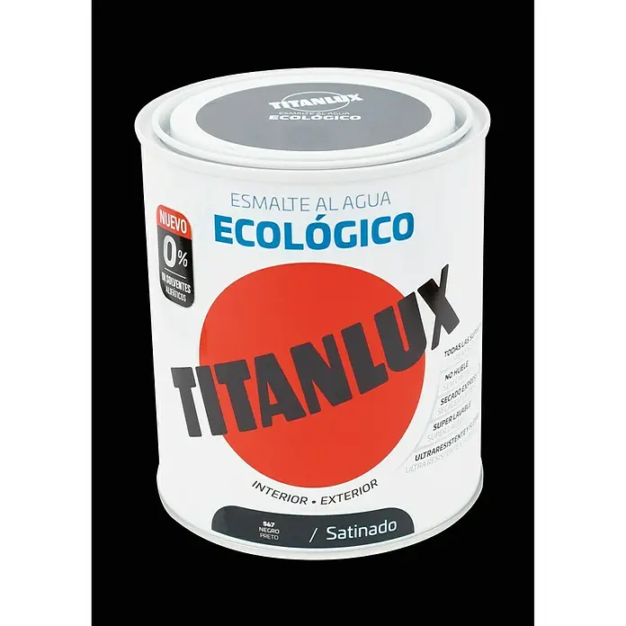 Titanlux Esmalte de color Eco - Negro, 750 ml, Satinado