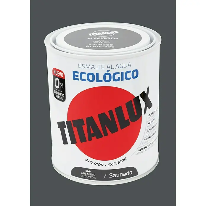 Titanlux Esmalte de color Eco - Gris medio, 750 ml, Satinado