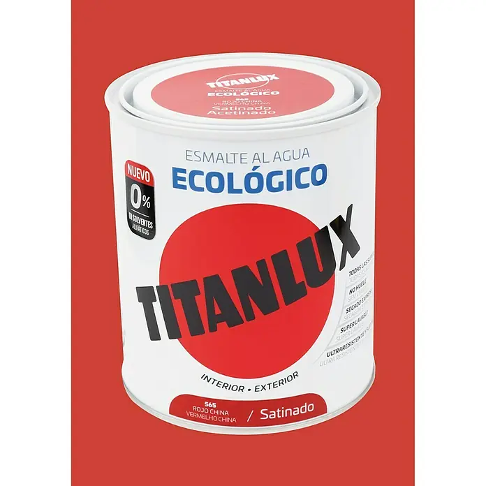 Titanlux Esmalte de color Eco - Rojo China, 750 ml, Satinado