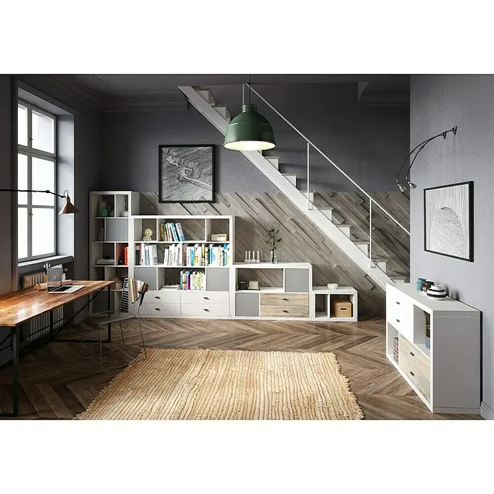Phönix Fortuna Regal - L x B x H: 35 x 114,3 x 150 cm, Weiß - Stimmungsaufnahme