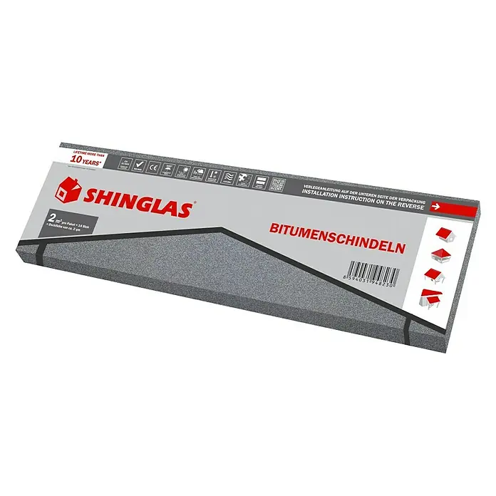 Rechthoekige dakshingles - Grijs, 14 st., Bitumen, 2 m² - Vooraanzicht