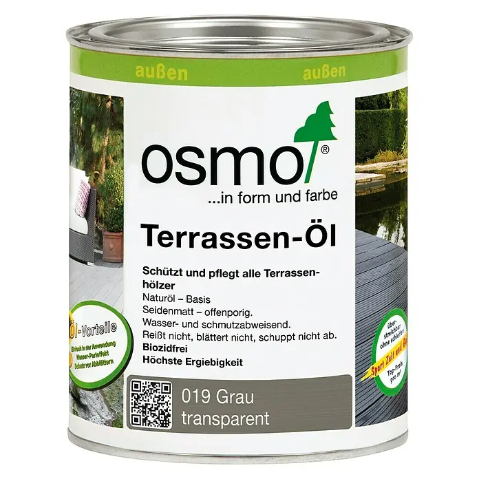 Osmo Terrassen-Öl - Grau, 750 ml, Seidenmatt - Vorderansicht