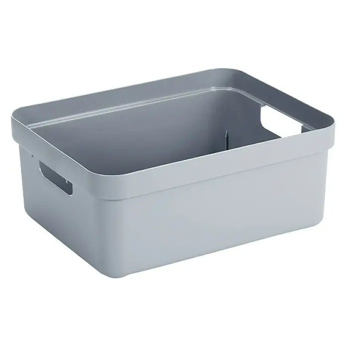 Sunware Aufbewahrungsbox Sigma Home - L x B x H: 45,3 x 35,4 x 18,3 cm, Kunststoff, Blaugrau - Linke Seitenansicht