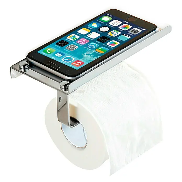 CM Baños Portarrollos papel higiénico con soporte para móvil - Sin tapa, Brillante