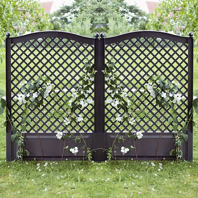 KHW Rankgitter 2er-Set - L x H: 100 x 140 cm, Anthrazit - Stimmungsaufnahme