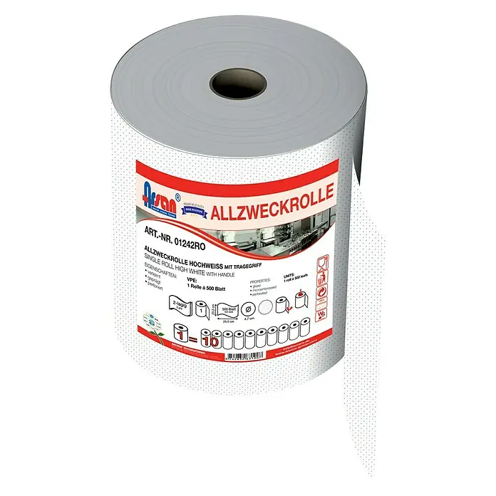 Putztuchrolle Premium - 6 Stk., Anzahl Lagen: 2 Stk., Maße Tuch: 25 x 23,2 cm - Vorderansicht