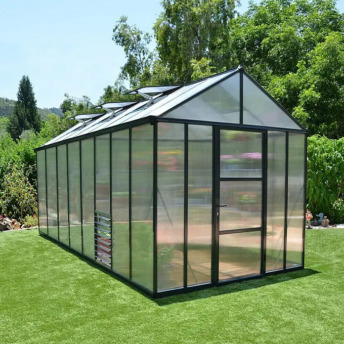 Palram – Canopia Gewächshaus Glory 8x16 - 4,83 x 2,44 x 2,68 m, Glasstärke: 10 mm, Polycarbonat - Vorderansicht