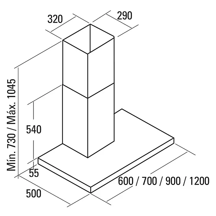 Cata Campana de pared Sygma - Ancho: 90 cm, Potencia de aire máx.: 790 m³/h, Negro