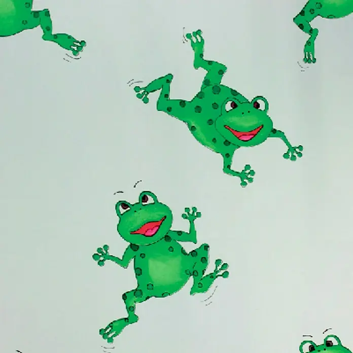 Spirella Cortina de baño Peva Frogtime - An x Al: 180 x 200 cm, Blanco/Verde