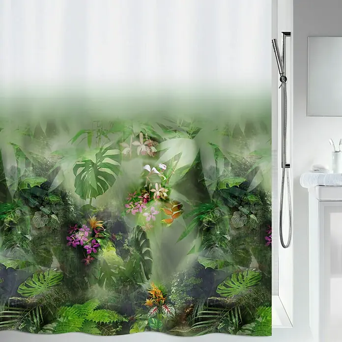 Spirella Cortina de baño textil Jungle - An x Al: 180 x 200 cm, Verde