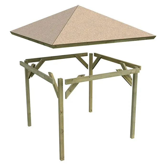 Karibu Pavillon Bergen 1 - 338 x 338 cm, Grün, Natur