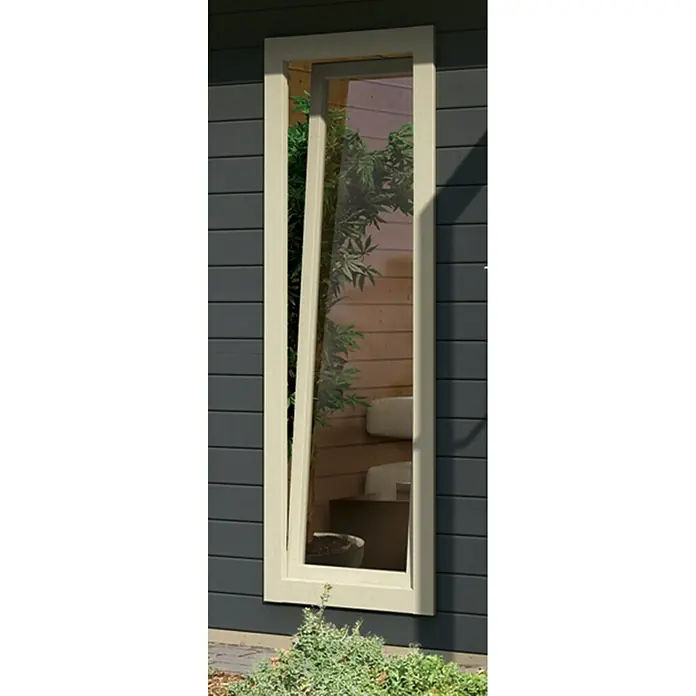 Karibu Fenster-Element Cube - Elfenbeinweiß, Glas, 60 x 170 cm