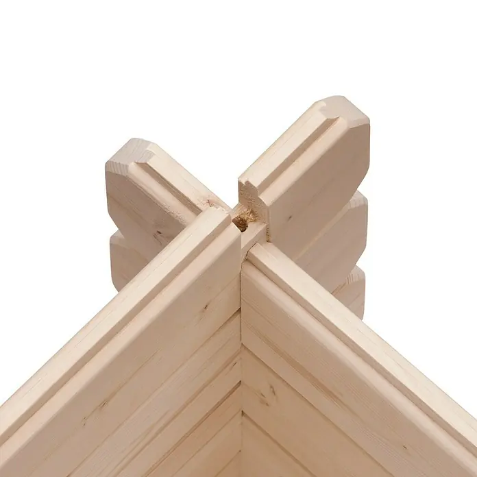 Karibu Blockbohlenhaus Bastrup 4 - 333 x 554 cm, Wandstärke: 28 mm, Pultdach, Ausführung: Mit Anbau - Detailaufnahme