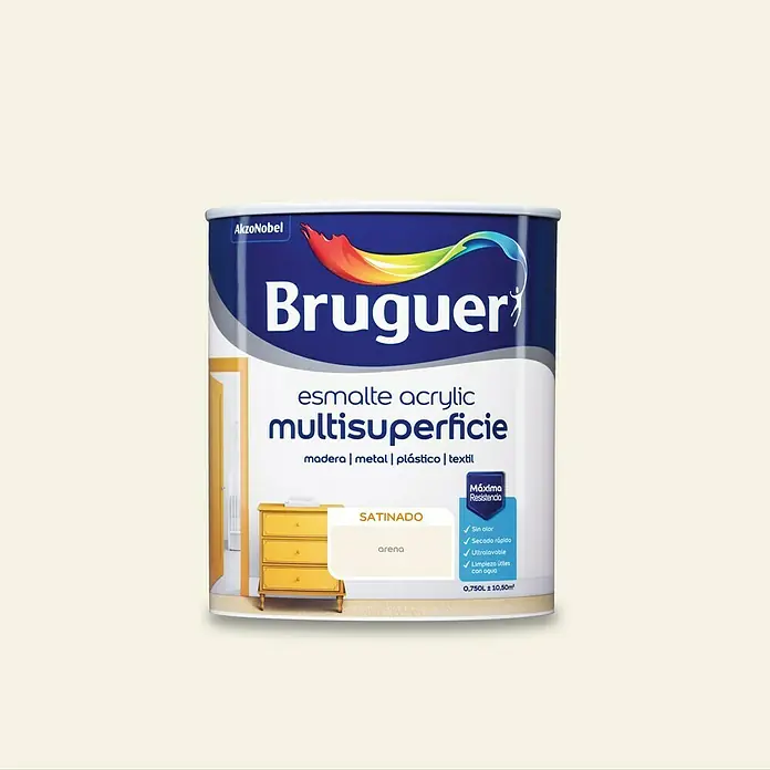 Bruguer Esmalte de color Acrylic Multisuperficie - Arena, 750 ml, Satinado