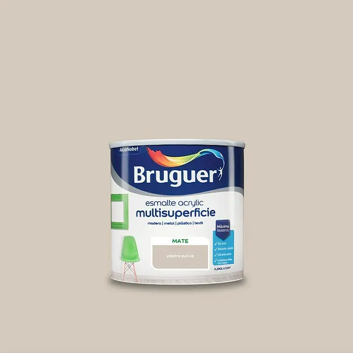 Bruguer Esmalte de color Acrylic Multisuperficie - Piedra Suave, 250 ml, Mate